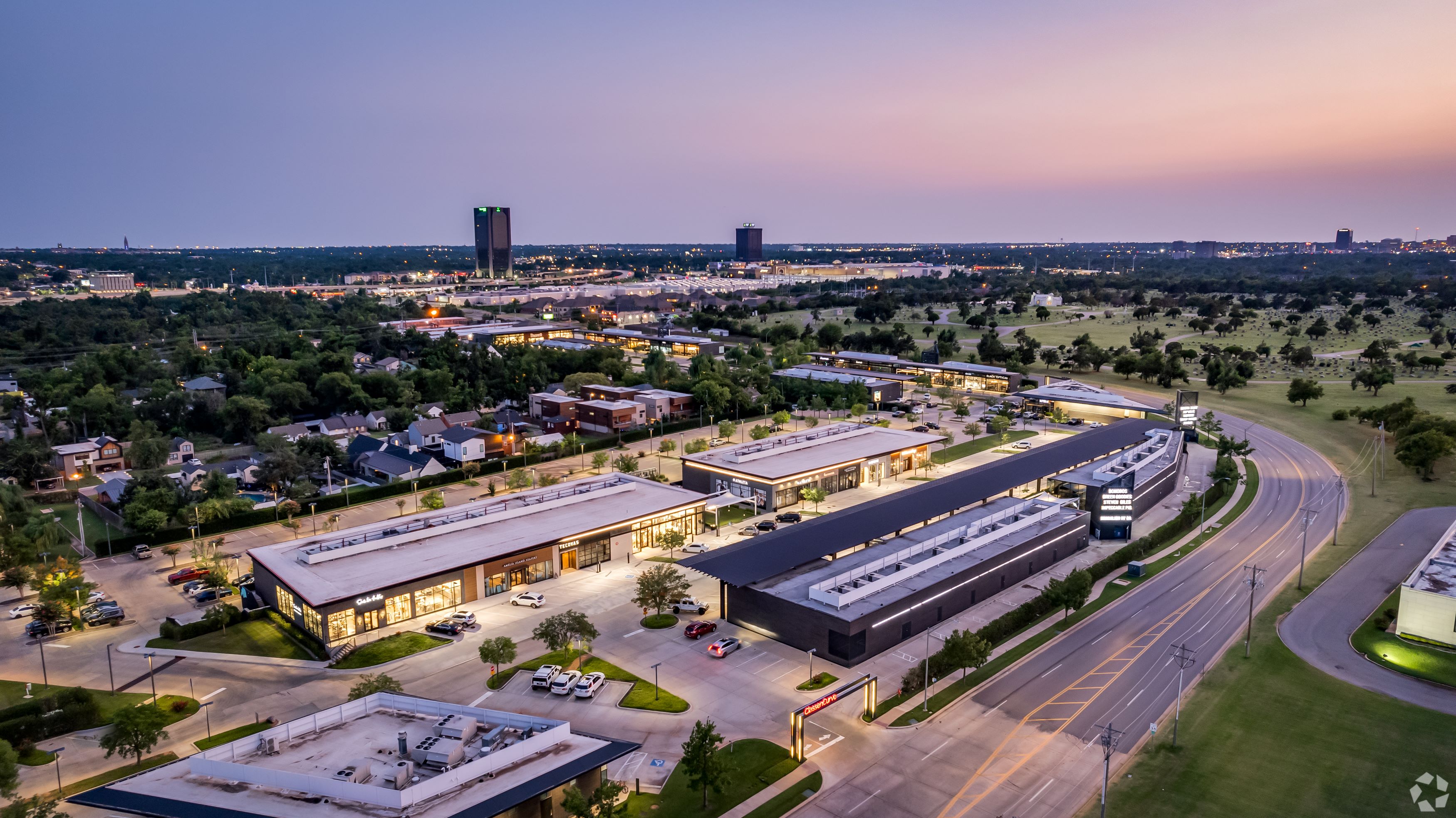 Classen Curve - Night Aerial